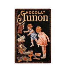 vintage schokolade junon metallplatte