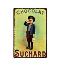 vintage metallplatte schokolade suchard schuljunge