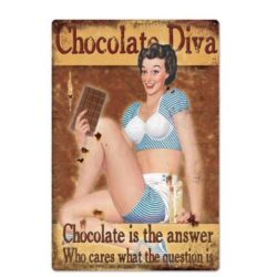 vintage schokoladen diva metallplatte