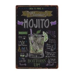 vintage classic mojito metallplatte
