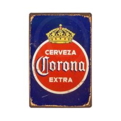 vintage corona extra rot und blau metallplatte