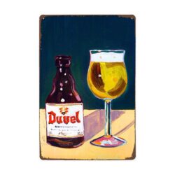 metallplatten vintage duvel zeichnung