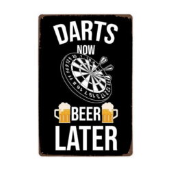 vintage metallteller darts und biere