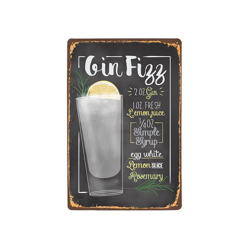 metallplatte vintage gin fizz metallplatte vintage gin fizz