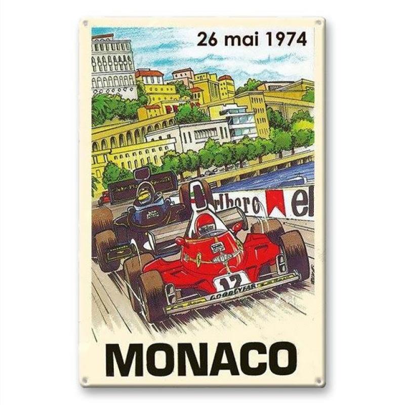 vintage metallplatte grand prix monaco 1974 vintage metallplatte grand prix monaco 1974
