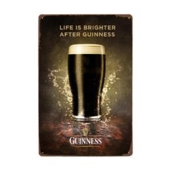 metallplatte vintage guinness glas