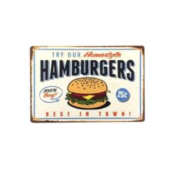 vintage hamburger metallplatte