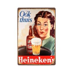 metallplatte vintage heineken frau