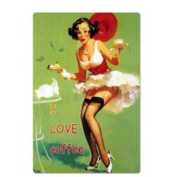 vintage metallplatte ich liebe kaffee