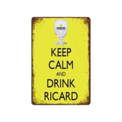 vintage metallplatte keep calm and drink ricard