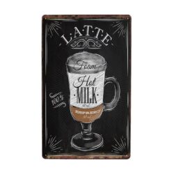 vintage metallplatte latte hot