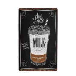 vintage metallplatte latte glace