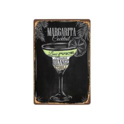 vintage metallplatte margarita schwarz weiss