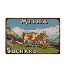 vintage metallplatte milka suchard kuh