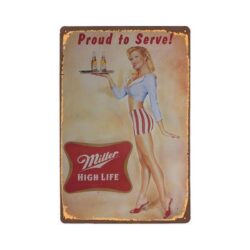 metallplatte vintage miller pin up