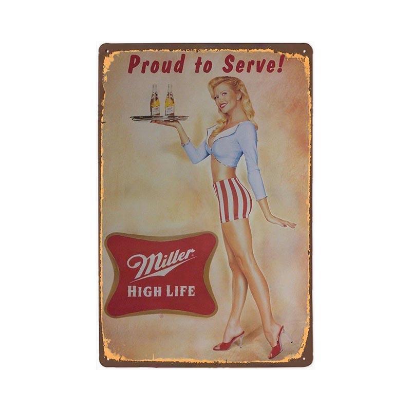 metallplatte vintage miller pin up metallplatte vintage miller pin up