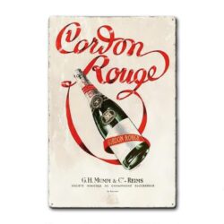 vintage metallplatte mumm gordon rot