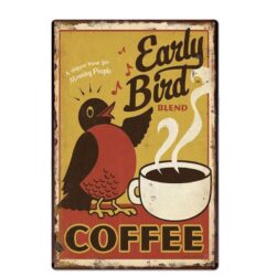 vintage metallplatte morgenvogel