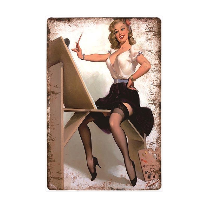 vintage pin up kunstler metallplatte vintage pin up kunstler metallplatte