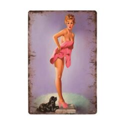 plakette metall vintage pin up balance