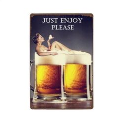 metallteller vintage pin up bier