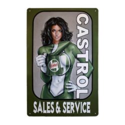 plakette metall vintage pin up castrol