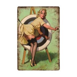 plakette metall vintage pin up ziel