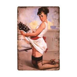 vintage pin up cook metallplatte