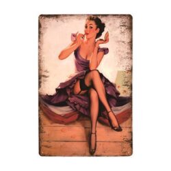 vintage pin up elegante metallplatte