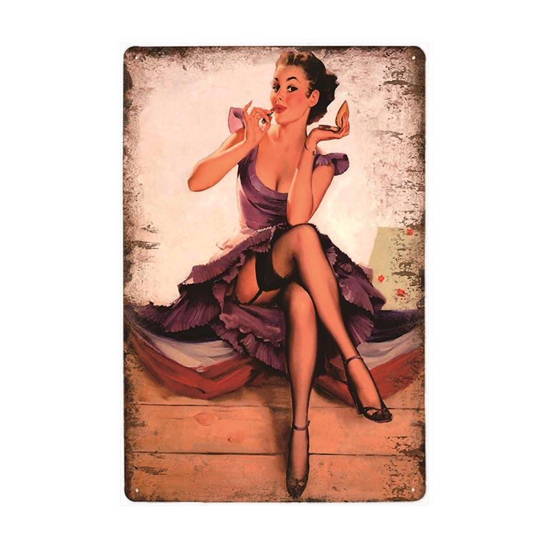 vintage pin up elegante metallplatte vintage pin up elegante metallplatte
