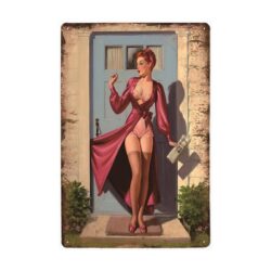 vintage pin up femme fatale metallplatte