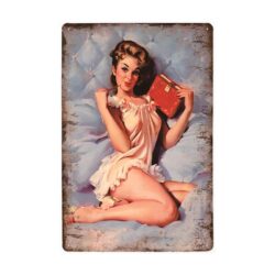 vintage pin up tagebuch metallplatte