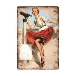metallplatte vintage pin up langansicht