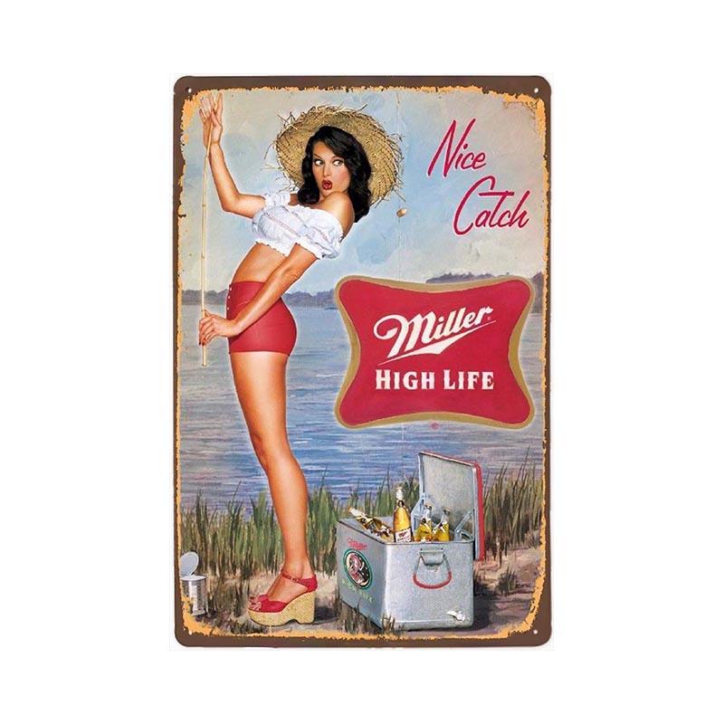 vintage pin up miller metallplatte vintage pin up miller metallplatte