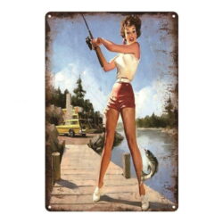 metallplatte vintage pin up pfirsich