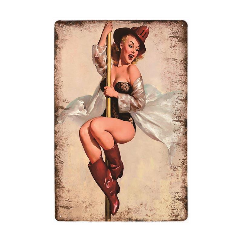 vintage pin up feuerwehrmann metallplatte vintage pin up feuerwehrmann metallplatte