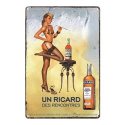 vintage pin up ricard metallplatte