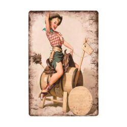 vintage pin up rodeo metallplatte
