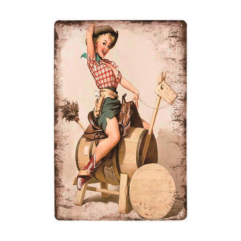 vintage pin up rodeo metallplatte vintage pin up rodeo metallplatte