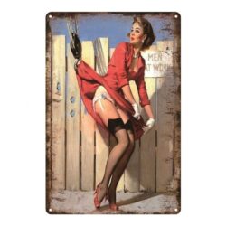 metallschild vintage pin up rot