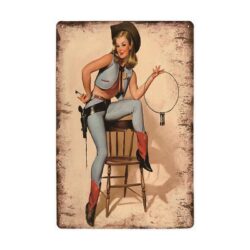 vintage pin up sheriff metallplatte