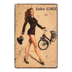 metallplatte vintage pin up solex