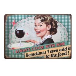 metallteller vintage pin up wein