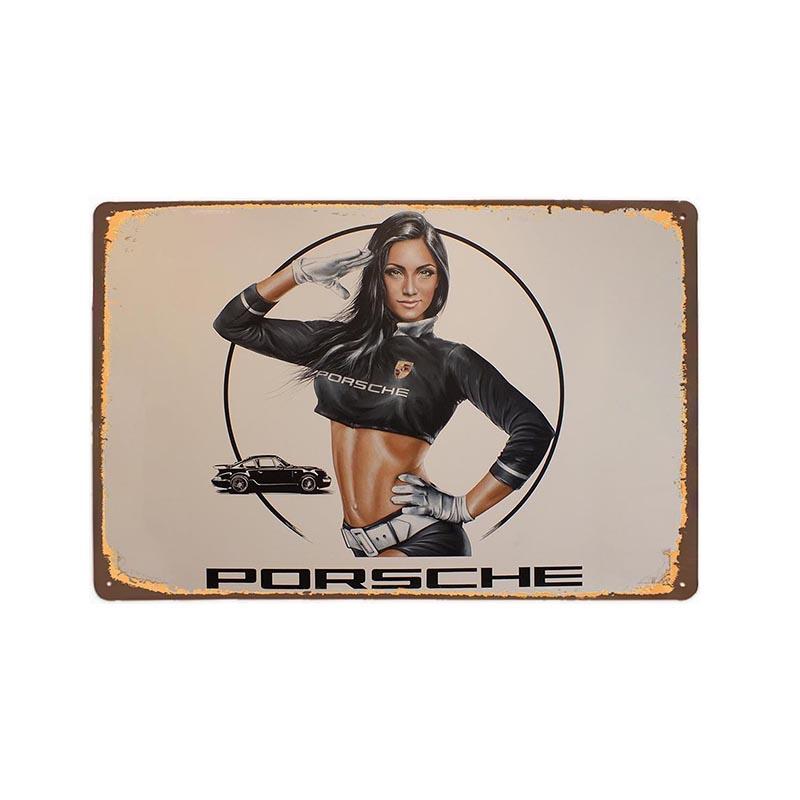 vintage porsche pin up metallplatte vintage porsche pin up metallplatte
