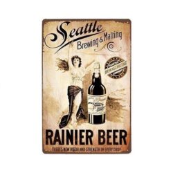 vintage metallteller rainier bier