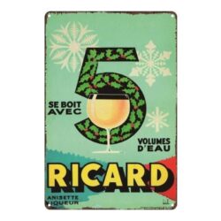 metallplatte vintage ricard 5 volumen wasser