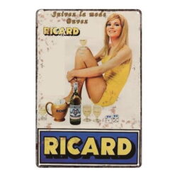 metallplatte vintage ricard pin up