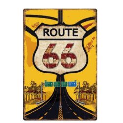 vintage metallplatte route 66 autobahn