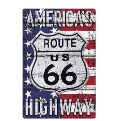vintage metallplatte route 66 usa flagge