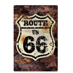 vintage metallplatte route 66 rosteffekt